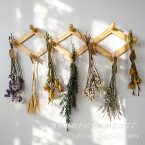 <b>Wooden</b> Dried Flower Storage Rack Foldable Wall Mounted <b>Coat</b> <b>Hook</b> For Entryway And Plant Specimen Drying - Product Image 1