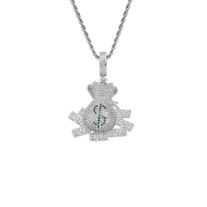Pendentif Sac d'Argent Dollar, Accessoires Hip Hop en Cuivre Incrusté de Zircon, Grand Pendentif Sac d'Argent Dollar - Product Image 5