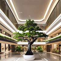 Pin bonsaï artificiel d'intérieur fait à la main écologique grand 3.7m de haut décoratif PVC Faux bois fibre de verre + Faux plante en plastique