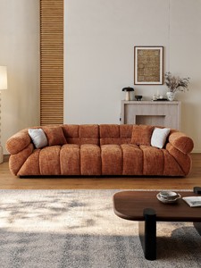 Canapé minimaliste italien <span class=keywords><strong>une</strong></span> <span class=keywords><strong>place</strong></span> en velours chenille caramel, style rétro, <span class=keywords><strong>fauteuil</strong></span> design pour grand salon - Product Image 4