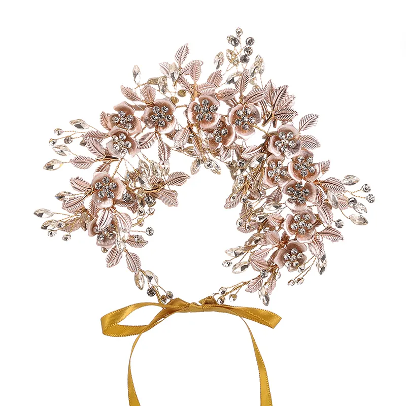 VENRAS Hot Golden woman leaf wedding bridal hair accessories handmade flowers wedding bridal headpiece jewelry