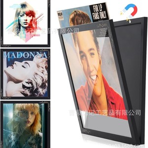Wooden Record Frame Wall <b>Storage</b> <b>Box</b> Rectangular Horizontal Durable Poster <b>Photo</b> CD Album Display - Product Image 4