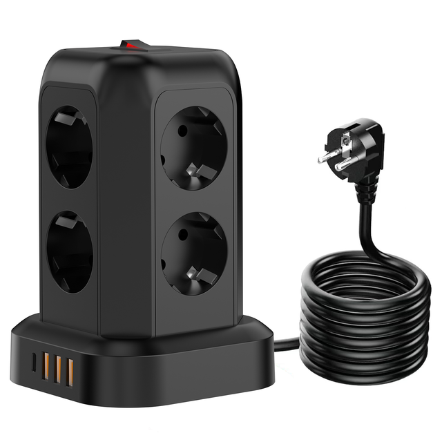 8-socket Expansion Adapter 3 USB (1 USB-C) Ports Multi-Plug Distributor Wall Charger for Cruise Travel Essential for Travel