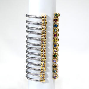 Bracelet ouvert <span class=keywords><strong>en</strong></span> acier inoxydable de haute qualité pour hommes et femmes, 12 pierres de naissance colorées, avec strass, vente <span class=keywords><strong>en</strong></span> gros - Product Image 1