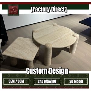 โต๊ะกาแฟ GOLDKING หินอ่อนทรงกลมสีเบจสำหรับห้องนั่งเล่น เฟอร์นิเจอร์หินสั่งทำพิเศษ พร้อมบริการ OEM/ODM - Product Image 1