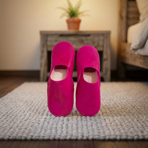 Chaussures d'intérieur en cuir véritable rose à motif floral, légères, respirantes, couleur unie, bout fermé, semelle souple, toutes saisons - Product Image 3