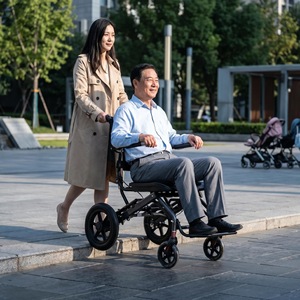 Silla de Ruedas Manual Ultraligera de Aleación de Aluminio con Neumáticos Sólidos Amortiguadores para Asistencia de Movilidad - Product Image 1