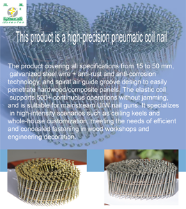 2.3x45 mét lớp phủ màu vàng mịn Shank dây hàn cuộn dây siding móng tay 15 độ xoắn ốc vít cho Pallet gỗ - Product Image 5