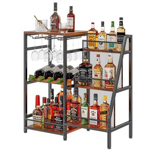 Nhà Bar mini bar Bảng <span class=keywords><strong>3</strong></span> tầng hình thang rượu chai hiển thị Kệ sàn freestanding Giá rượu - Product Image 1