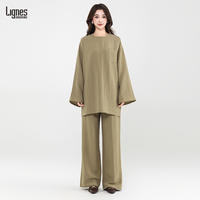 Lignes Mode Féminine Ensemble Deux Pièces Vêtements Islamiques Robe et Pantalon Amples pour Femmes Musulmanes Tenue Pudique