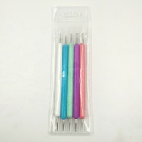 5 pièces/ensemble Double côtés en plastique poignée pointillage stylo métal Turquoise pointillage outil