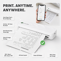 Mini Impresora Térmica Portátil sin Tinta, Impresora de Documentos de Bolsillo con Bluetooth y USB Tipo-C para Estudiantes en Movimiento