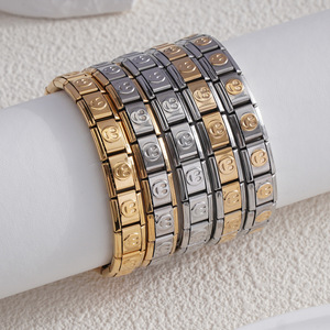 Modular Bracelet Stainless Steel Square Elastic Splicing Titanium Steel Smooth Finish Unisex Gift Jewelry - Product Image 1