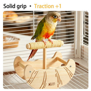 Perchoir rectangulaire en bois pour oiseaux, jouet multifonctionnel pour perroquets, à mâcher et à aiguiser les griffes, portable, pour l'entraînement et l'affûtage des griffes - Product Image 4