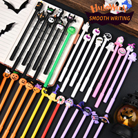 Stylo gel en plastique Halloween 0,5 mm encre noire, design créatif citrouille et fantôme, papeterie fantaisie, cadeau pour enfants, école et bureau