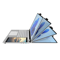 Laptop Bisnis Kantor Layar Sentuh Ganda 15.6 Inci Monitor Ganda Intel N100 Keyboard RGB Backlit Logo Kustom Grosir