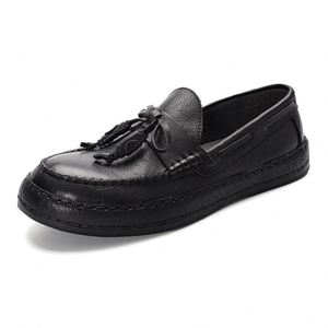 Chaussures en cuir imperméables pour hommes, style décontracté à franges, à enfiler, bout rond, respirantes pour l'été, idéales pour les affaires - Product Image 2