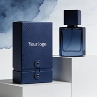 Boîtes en carton bleu de qualité supérieure avec logo personnalisé, boîte cadeau de luxe pour parfums et cosmétiques avec gaufrage et dorure à chaud