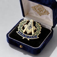 Gran Oferta: Insignias de Solapa Masónicas 3D, Insignias Metálicas Plateadas al por Mayor, Pin Esmaltado Personalizado para Decoración de Trajes y Ropa, Masónico con Caja