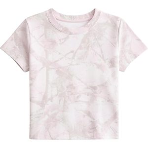 Women Camo <b>Shirt</b> Crop Top Short Sleeve Slim Fit Round Neck Printed <b>Y2K</b> Maple Leaf Graphic Streetwear - Product Image 1
