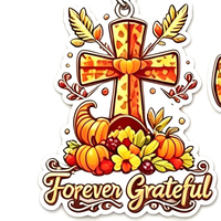 Porte-clés personnalisé en acrylique motif dessin animé de Thanksgiving, récolte d'automne, croix, dinde, citrouille, breloque de sac pour cadeaux de fête