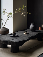 Table basse de salon personnalisable en bois de camphre massif, style artistique et discret, pour usage en gîte ou hôtel, aucun assemblage requis, mobilier