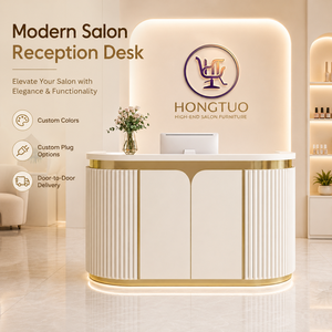 Modern Salon <b>Reception</b> Desk with LED Light Custom Color Beauty Salon Front <b>Counter</b> for Hair Salon Nail Salon - Product Image 1