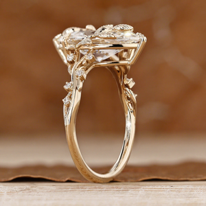 Anillo <span class=keywords><strong>de</strong></span> Compromiso y Boda <span class=keywords><strong>de</strong></span> Oro <span class=keywords><strong>de</strong></span> 14 Quilates con Diamante Amarillo Cultivado en Laboratorio <span class=keywords><strong>de</strong></span> Corte Marquesa <span class=keywords><strong>de</strong></span> 3 Quilates, Estilo Inspirado en la Naturaleza, Certificado por IGI - Product Image 3