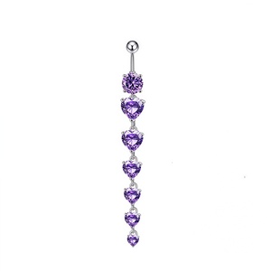 Piercing de nombril élégant en acier inoxydable pour femme, avec pendentif cœur long, idéal pour les mariages et comme cadeau de bijoux de piercing corporel - Product Image 2