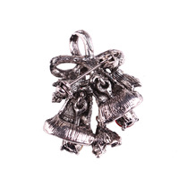 Broche double cloches nœud papillon de Noël vintage avec feuilles vertes et strass colorés pour femmes hommes bijoux de Noël