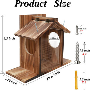 Houten Eekhoorn Feeder Voor Buiten Boom, Grappige Eekhoorn Huis Voor Buiten Nestelen Winter, Houten Chipmunk Huis Doos Voor Pinda 'S, - Product Image 2