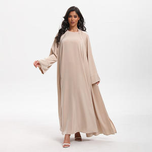 Ensemble Abaya Aschulman Personnalisé pour Femmes Musulmanes, Couleur Unie, Longueur Maximale, Vêtements Islamiques, Logo Privé, Abayas <span class=keywords><strong>Kimono</strong></span> Pudiques pour Femmes - Product Image 5
