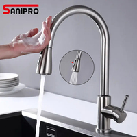 Robinet de cuisine SANIPRO à commande tactile intelligente, chaud et froid, 2 modes, mitigeur, bec pivotant, bec extractible, SUS304