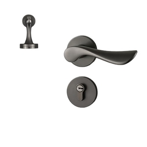 Nouvelle poignée de porte contemporaine en fer/aluminium avec serrure à mortaise pour cuisine et salon - Product Image 2