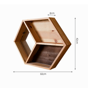 Mensola Esagonale <span class=keywords><strong>in</strong></span> <span class=keywords><strong>Legno</strong></span> <span class=keywords><strong>Massello</strong></span> per Soggiorno e Camera da Letto, Vendita Diretta dalla Fabbrica - Product Image 4