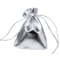 Pochette à Bijoux Réglable en Satin Argent et Or de Luxe, Textile d'Emballage de Cadeaux de Noël et de Mariage Personnalisés Sérigraphiés