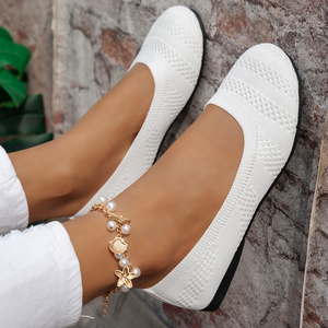 Da <span class=keywords><strong>donna</strong></span> Casual Slip-On <span class=keywords><strong>ballerine</strong></span> in maglia materiale superiore leggero antiscivolo con Design a punta tonda per spostamenti quotidiani all'aperto - Product Image 1