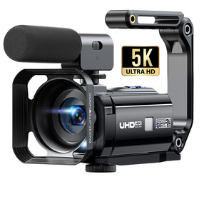 5K 비디오 카메라 캠코더, 56MP 동영상 녹화 카메라 YouTube WiFi 야간 투시경, 3 인치 회전식 터치스크린 팟캐스트 카메라 레코더 - Product Image 1