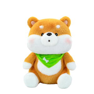 Peluche Kawaii de <span class=keywords><strong>Shiba</strong></span> Inu Regordete, Juguete de Peluche Suave y Esponjoso con Pañuelo Verde, Venta al por Mayor y al Detal, Regalos de Cumpleaños para Niños - Product Image 1