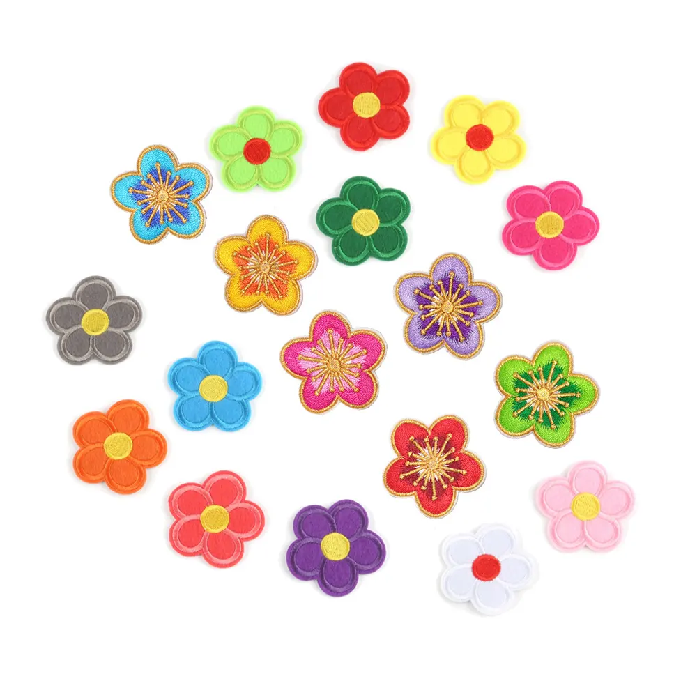 yiwu wintop fancy design five petal shape embroidery flower patch clothing accessories for clothes