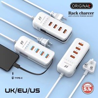 Pengisi Daya Cepat Universal PD dengan 2 Port USB + 2 Port Type-C Output 5.1A Proteksi OTP Daya Maksimum 66W