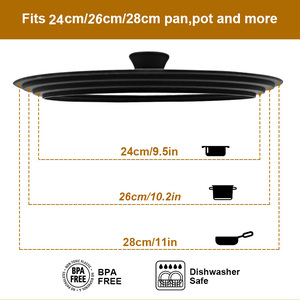 Vente directe d'usine Couvercles de <span class=keywords><strong>pot</strong></span> en silicone de qualité alimentaire de haute qualité Couvercle de <span class=keywords><strong>pot</strong></span> universel en verre trempé - Product Image 4