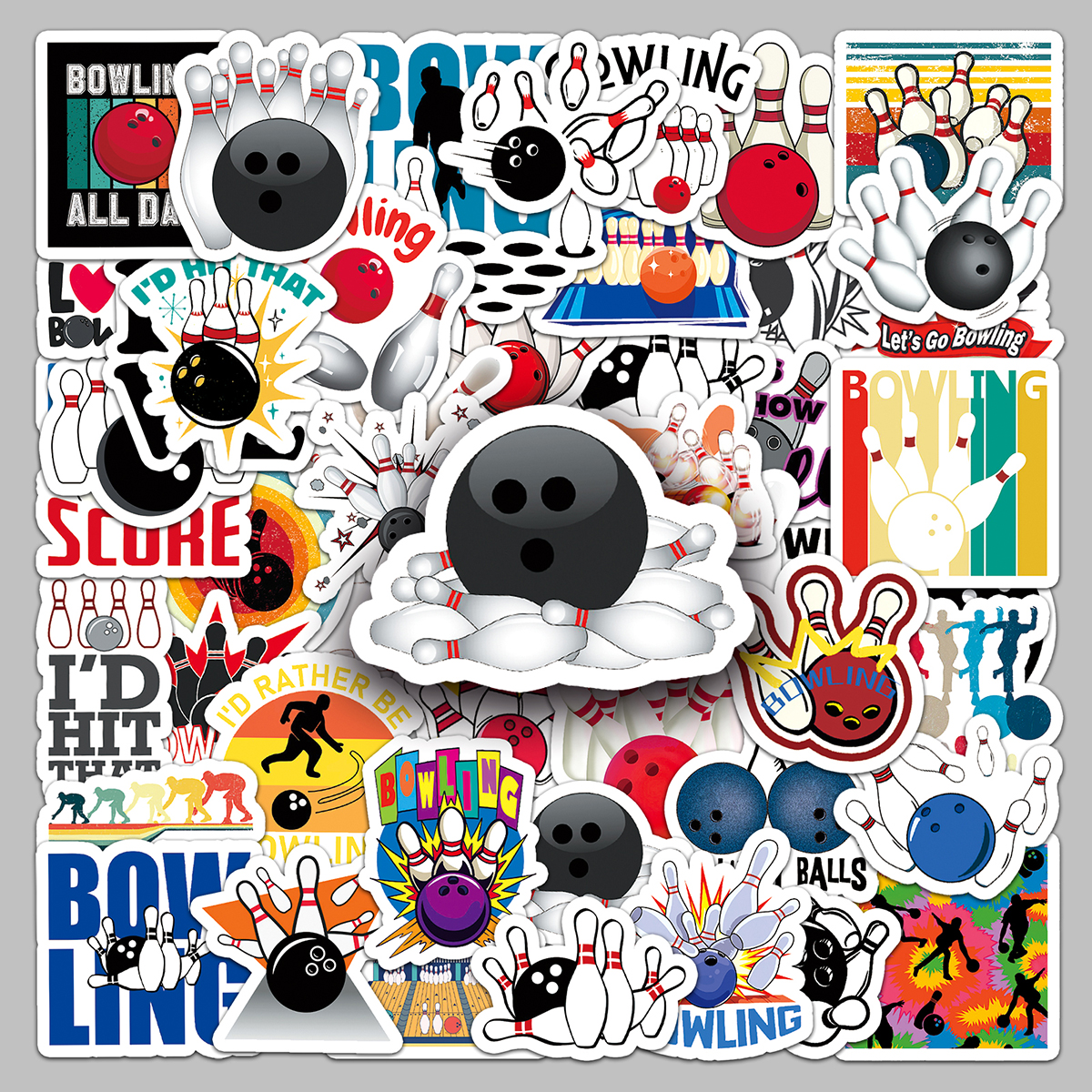 50PCS High-quality Fun Personalized Sports Bowling Stickers, Handbooks, Motorcycle Helmets, Desktop Water Cup Stickers
