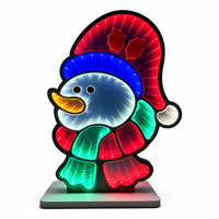 Lampada da Tavolo LED 3D a Forma di Pupazzo di Neve con Specchio Infinito, Decorazione Natalizia, Alimentazione AC/USB