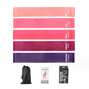 Ensemble de 50 <span class=keywords><strong>mini</strong></span> bandes de tension de fitness avec logo personnalisé rose progressif pour soulever les fesses et élever les fesses en latex - Product Image 1