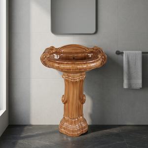 Big Size Fancy Ceramic Pedestal Wash Basin Lavabo Sink Full Stand Decorative Bathroom Hand Wash Basin - Product Image 6