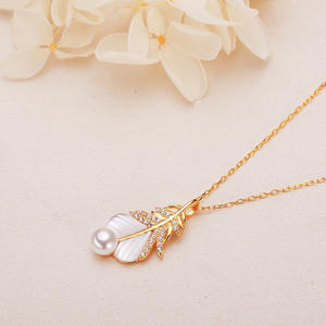 Zhuji Jewelry's Wholesale Luxury Light S925 Silver Feather High Grade Freshwater <b>Pearl</b> Earring Pendant <b>Set</b> for Women for Parties - Product Image 4