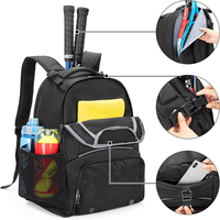 Sac de sport imperméable pour 2 raquettes avec espace ventilé séparé pour chaussures, idéal pour le tennis et le pickleball