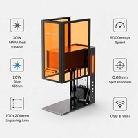 Machine de marquage laser double portable de bureau 30W MOPA 20W Diode 200x200mm Wifi pour graver l'argent, les métaux, les bijoux, les pierres et les objets de bricolage