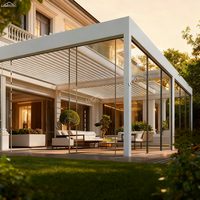Pergola de luxe en aluminium pour l'extérieur, 4x6m, imperméable, toit rétractable motorisé et réglable, respectueuse de l'environnement, pour jardin